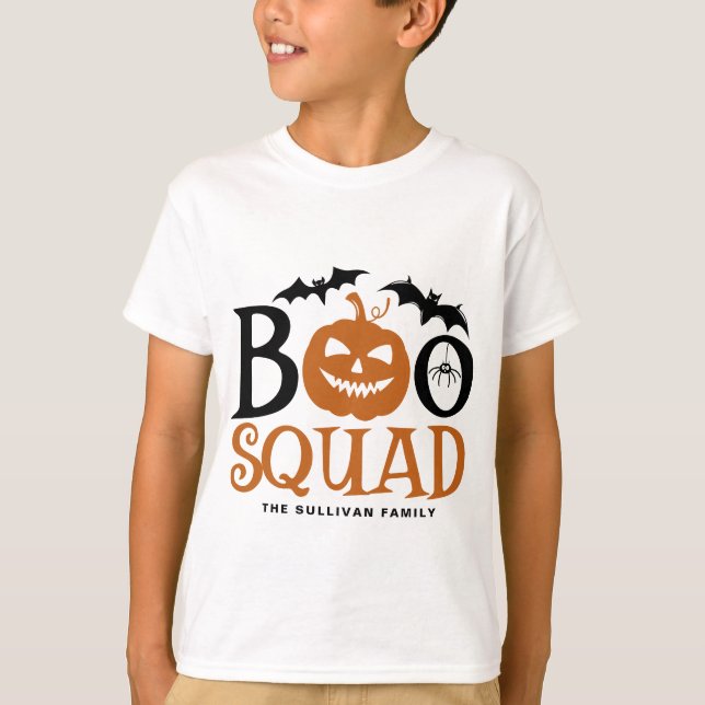 T-shirt Orange Boo Squad Lettres Éffrayantes Halloween (Devant)