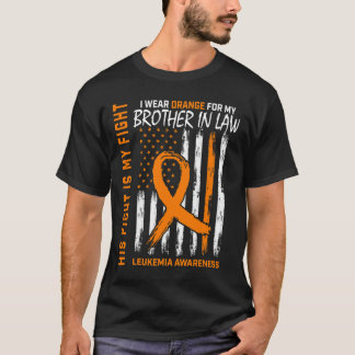 T-shirt Orange Brother En Droit Leucémie Cancer Sensibilis