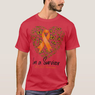 T-shirt Orange Butterfly Heart Je suis un survivant TDAH