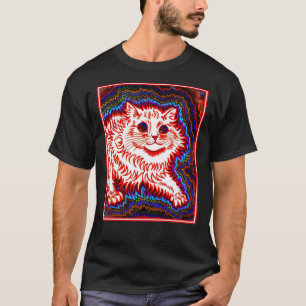 T-shirt ORANGE CAT Vintage Louis Wain Abstrait Psychedeli
