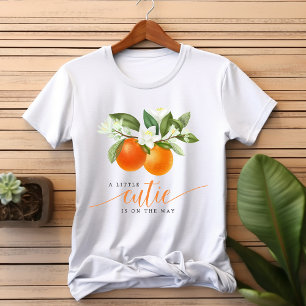 T-shirt Orange Citrus Little Cutie en route Baby Shower