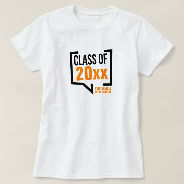 T-shirt Orange Classe Année Voix Buble (Design devant)