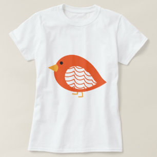 T-shirt orangé coloré d'oiseaux curieux