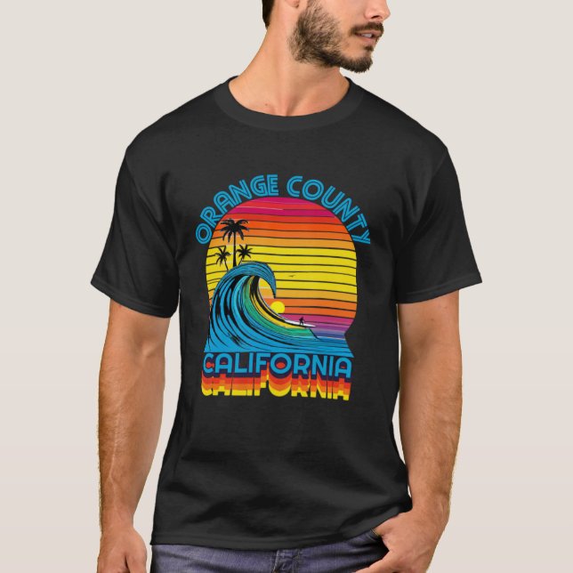 T-shirt Orange County Retro Throwback Surf & Beach Souveni (Devant)