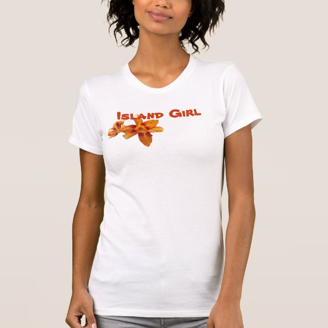 T-shirt Orange de fille d'île (Devant)
