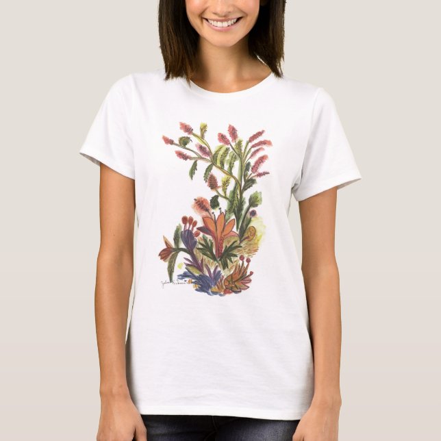T-shirt orange de fleur (Devant)