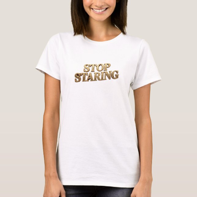 T-shirt Orange Dynamique STOP REGARDEZ Texte 3D Art (Devant)