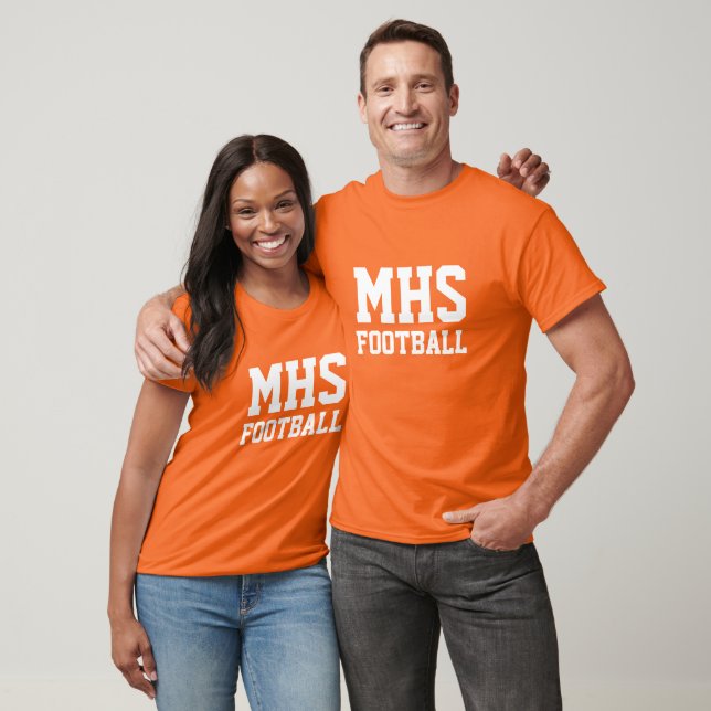 T-shirt Orange et White School Spirit Football Personnalis (Unisexe)