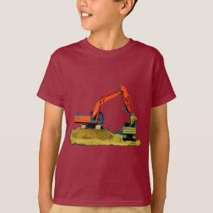 T-shirt Orange Excavateur et Camion-Camion jaune