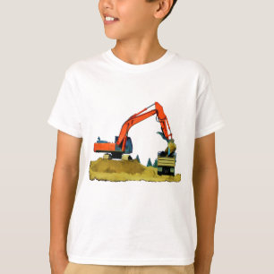 T-shirt Orange Excavateur et Camion-Camion jaune