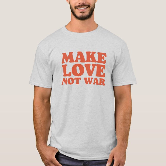 T-shirt Orange Faire l'amour pas la guerre (Devant)