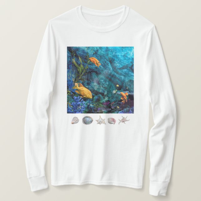 T-SHIRT ORANGE FISH BLUE OCEAN (Design devant)