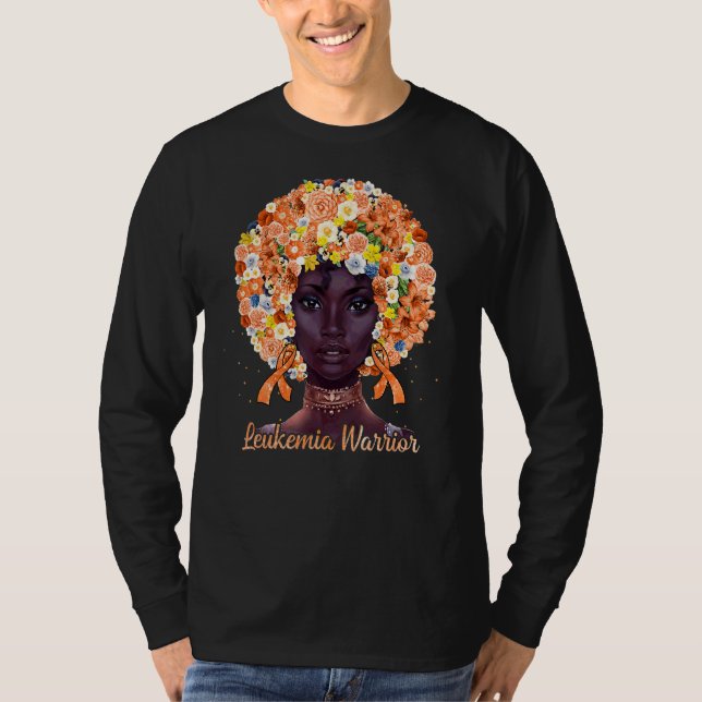 T-shirt Orange Fleurs Afro Cheveux Noir Leukemia Warr (Devant)