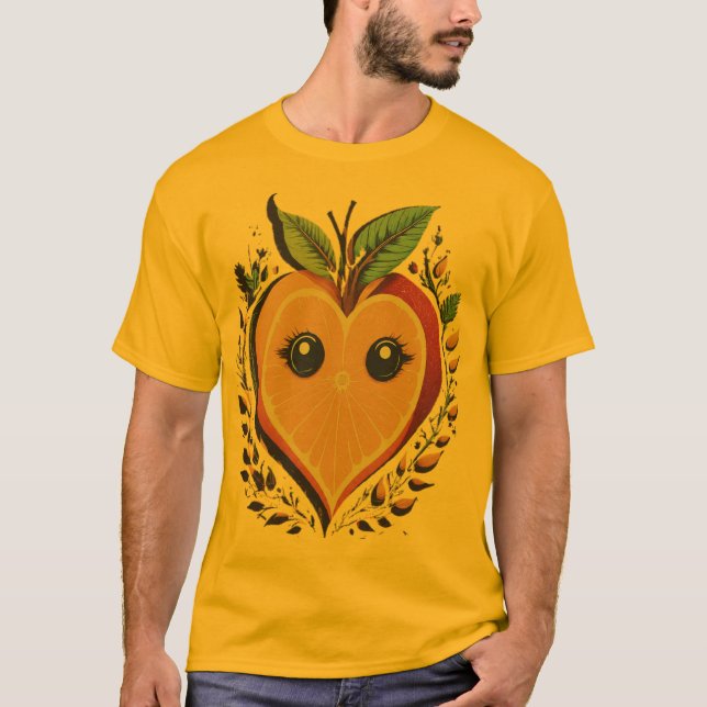 T-shirt Orange Fruits Amour Coeur - Moment spécial Design (Devant)