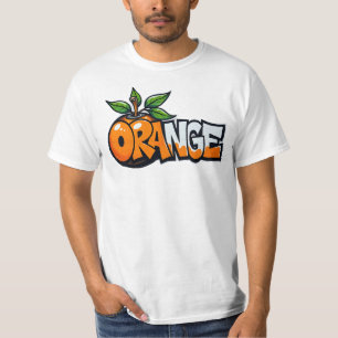 T-shirt orange, graffiti, fruit, street art, urban