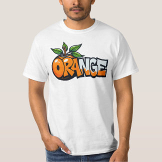 T-shirt orange, graffiti, fruit, street art, urban