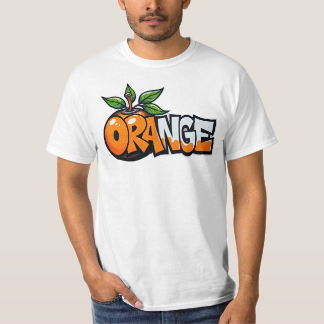 T-shirt orange, graffiti, fruit, street art, urban (Devant)
