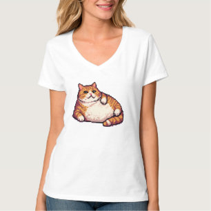 T-shirt Orange gros chat mème pixel art