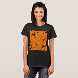 T-shirt Orange Halloween Araignées Motif, Black Spider T-S