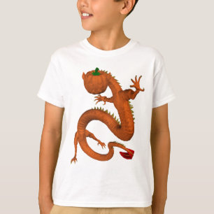 T-shirt Orange Halloween Citrouille Dragon