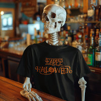 Orange Happy Halloween Bony Typographie