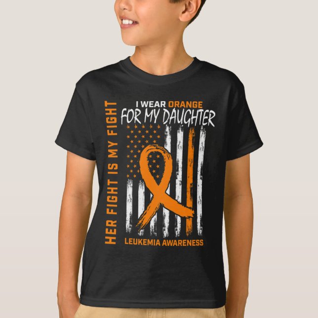 T-shirt Orange Leukemia Cancer Sensibilisation American (Devant)