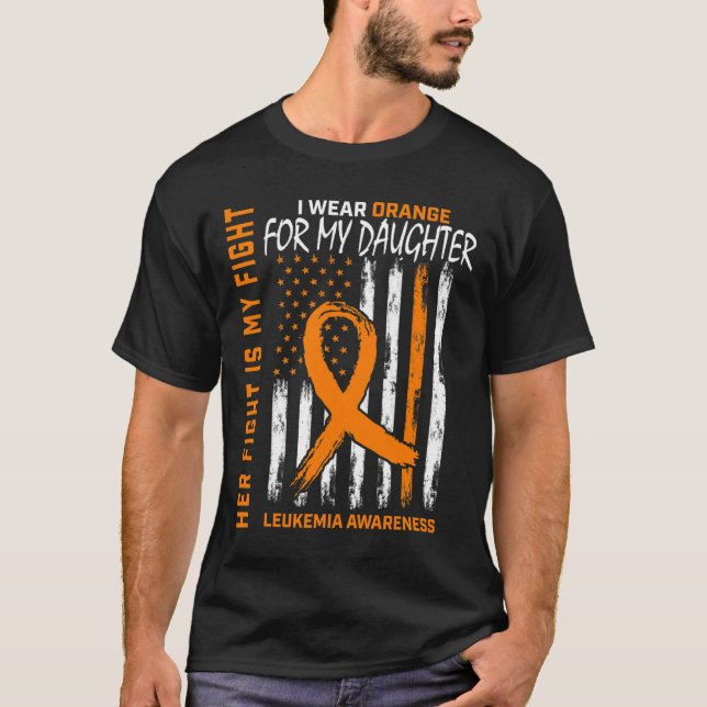 T-shirt Orange Leukemia Cancer Sensibilisation American (Devant)