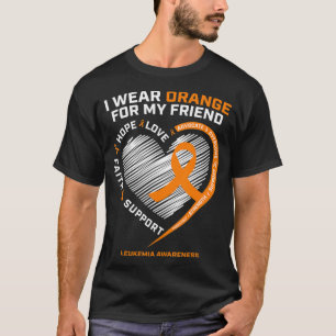 T-shirt Orange Leukemia Sensibilisation Ami Cadeaux Hommes