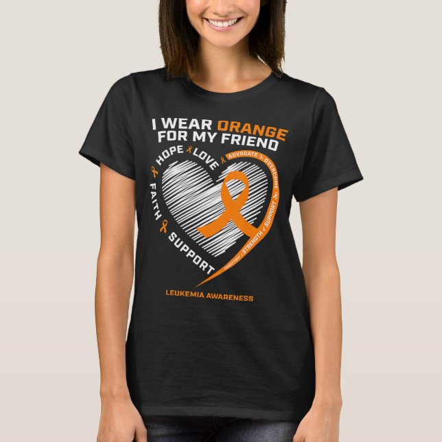 T-shirt Orange Leukemia Sensibilisation Ami Cadeaux Hommes (Devant)