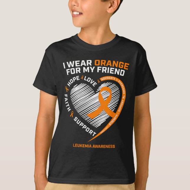 T-shirt Orange Leukemia Sensibilisation Ami Cadeaux Hommes (Devant)
