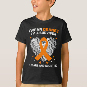 T-shirt Orange Leukemia Survivante Cadeaux 2 ans Cancer Gr