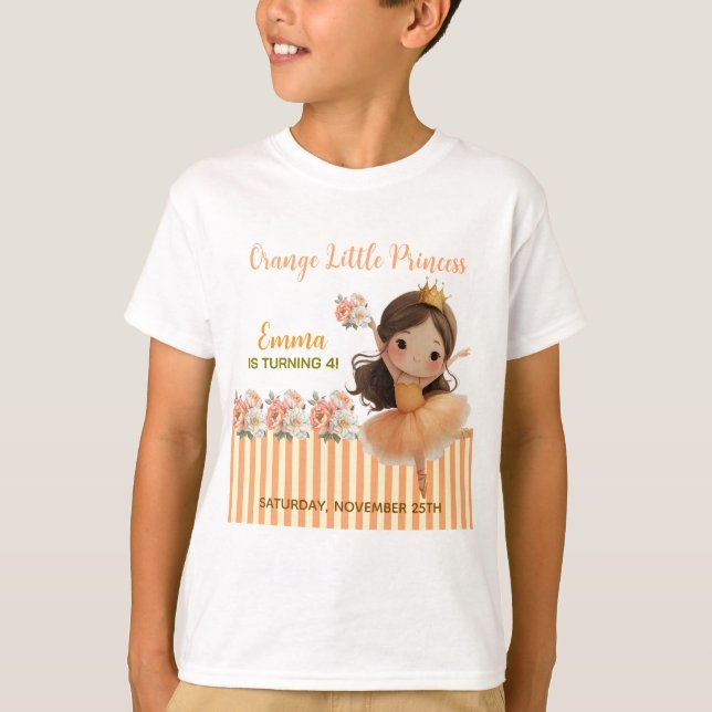 T-shirt Orange Little Princess Ball (Devant)