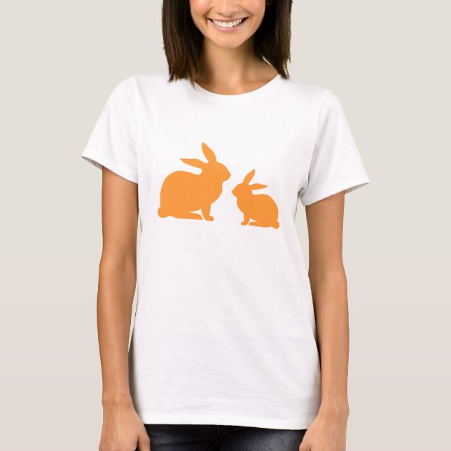 T-shirt Orange Mama et Baby Bunny (Devant)