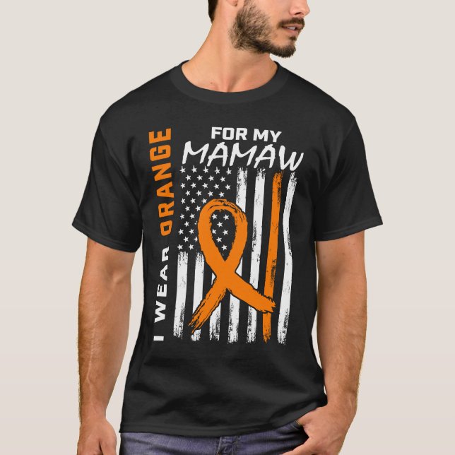 T-shirt Orange Mamaw Leukemia Awareness USA Flag Kids  Pro (Devant)