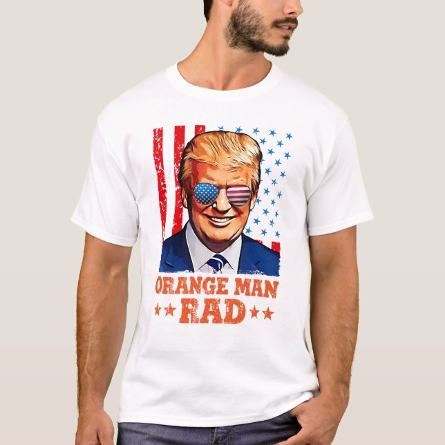 T-shirt orange man rad, trump (Devant)