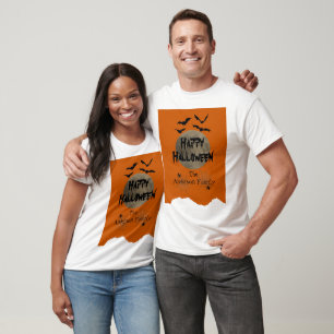 T-shirt Orange moderne Noir Éffrayant Joyeux Halloween