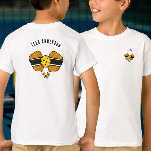 T-shirt Orange Mustard Pickleball design Nom personnalisab