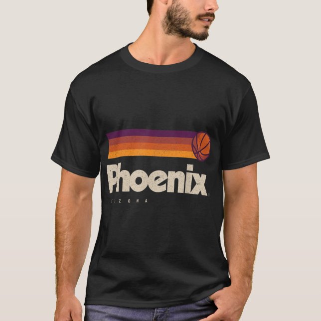 T-shirt Orange Phoenix Basketball B-Ball City Arizona Retr (Devant)