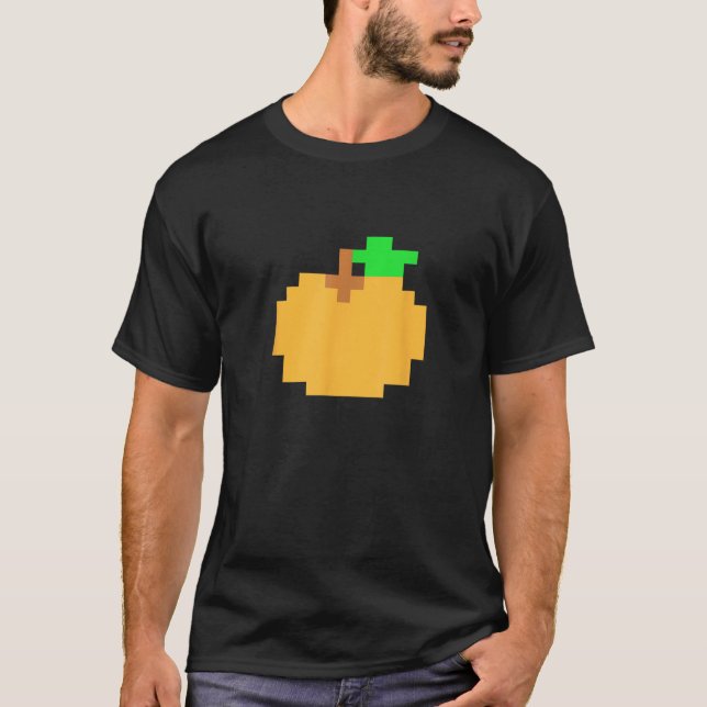 T-shirt Orange Pixel 8 bit Arcade Video Game Matching Cost (Devant)