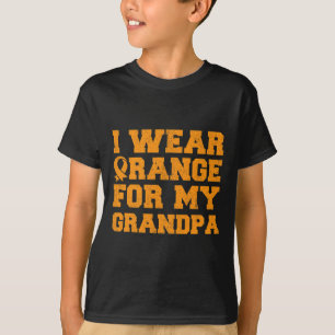 T-shirt Orange Pour Mon Grand-Père Leucémie Granddaug