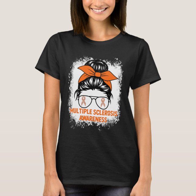 T-shirt Orange Ruban Femmes Ms Sclérose Multiple (Devant)