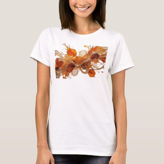 T-shirt Orange saisissant CUBES ET ÉCLABOUSSURES DE LIQUID (Devant)