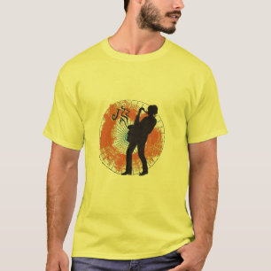 T-shirt orange saxophone