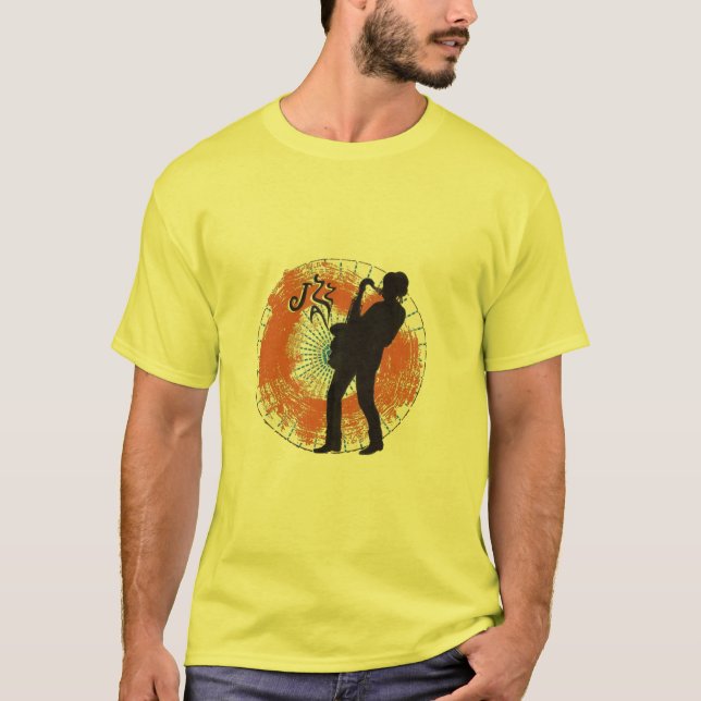 T-shirt orange saxophone (Devant)