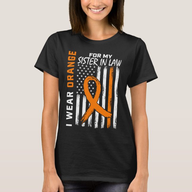 T-shirt Orange Sister In Law Leukemia Awareness Flag  Prod (Devant)