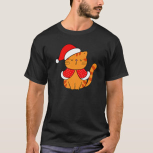 T-shirt Orange Tabby Cat Santa Hat Christmas Cat  Bah humb