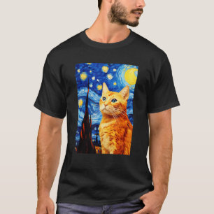 T-shirt Orange Tabby Cat Starry Nuit Vincent van Gogh Pet