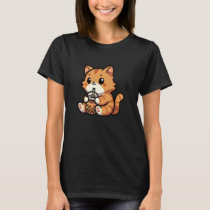 T-shirt Orange Tabby Chat Bubble Thé Animateur Amusant Bob