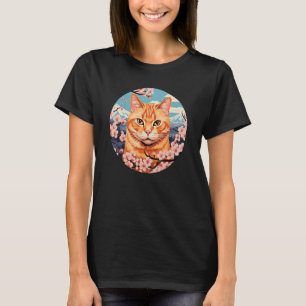 T-shirt Orange Tabby Chat Cerisier Fleur de Fleurs de Anim