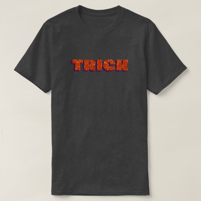 T-shirt Orange Treat Halloween Parties scintillant (Design devant)